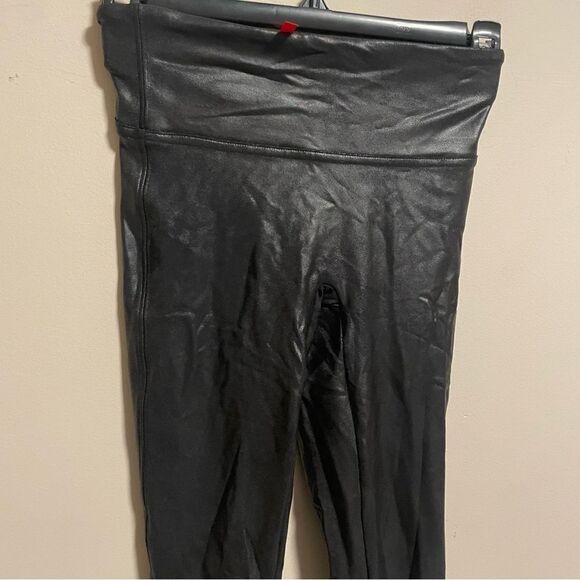 SPANX Black Faux Leather Leggings- Size XS - Picture 3 of 6